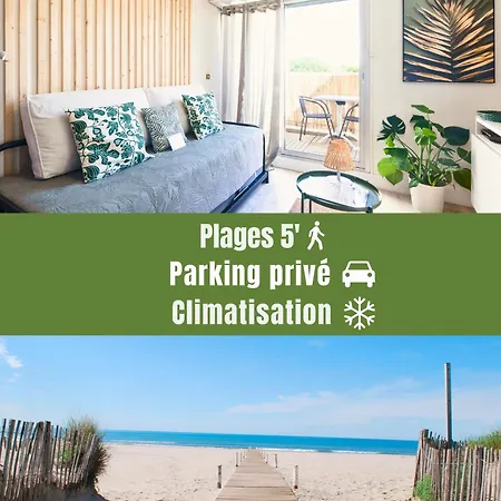 New - Cosy - Plages à 5min - Parking Privé - Wifi - Commerces Au Pied Du Bâtiment La Grande Motte